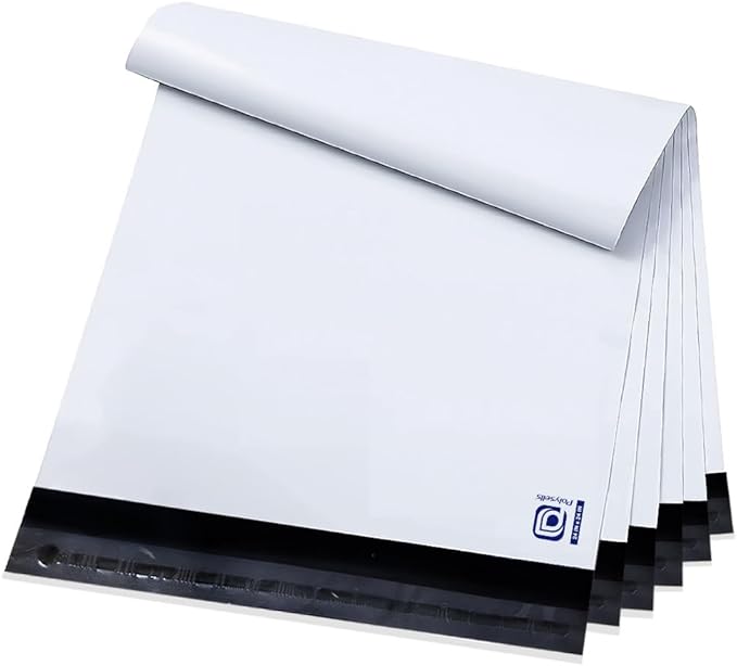 POLYSELLS 200 pcs 24x24 Inches White Poly Mailers Shipping Envelopes, Strong Adhesive Sealing, Waterproof, and Tear-resistant Postal Mailing Bags for Clothing, Books, and Accessories