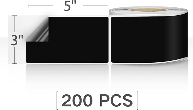 Rectangle Labels Sticker 3×5 Inch Vinyl Floor Stickers Color Coding Name Tags Roll Removable 200 PCS, Black