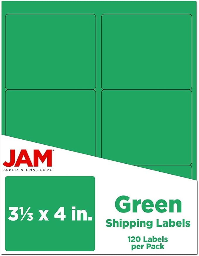 JAM PAPER Shipping Address Labels - Large - 3 1/3 x 4 - Green - 120/Pack