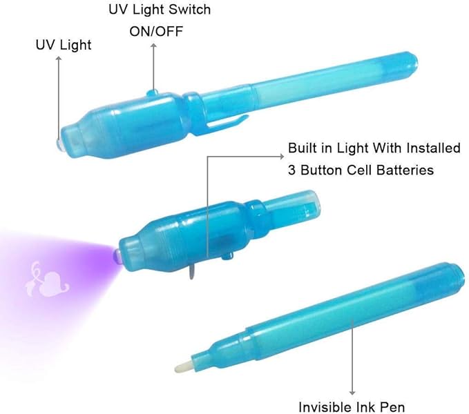 Invisible Ink Pen with UV Light Secret Message Pen Spy Pens Magic Invisible Markers Classroom Gifts for Students, Party Favors for Kids 8-12, Goodie Bag Stuffers for Kids