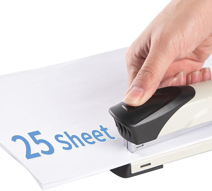 Long Reach Stapler,with 2000 Staples & Stapler Remover Full Strip，20-25 Sheet Capacity,with Built-in Ruler and Adjustable Locking Paper Guide, Gray
