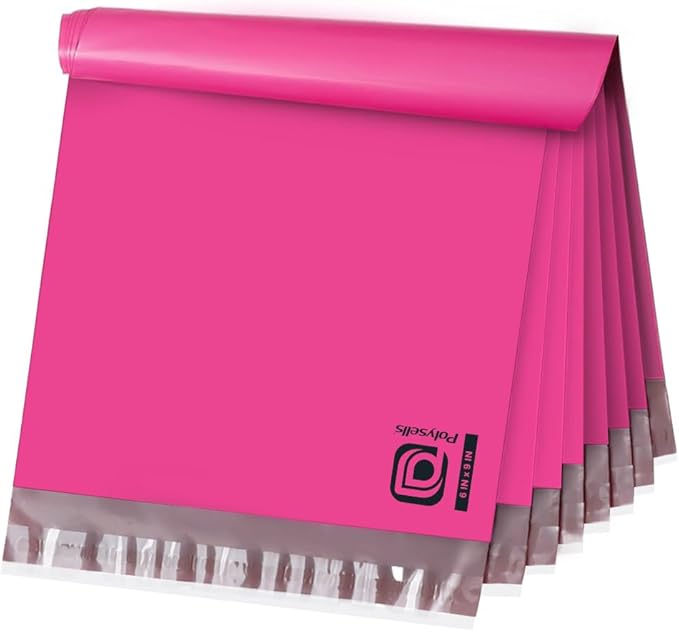 POLYSELLS 200 pcs 6x9 Inches Pink Poly Mailers Shipping Envelopes, Strong Adhesive Sealing, Waterproof, and Tear-resistant Postal Mailing Bags for Small Business, Clothes, Non-Fragile Items