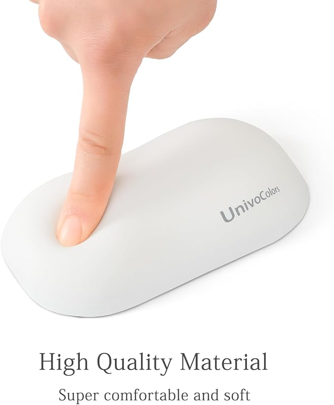 UnivoColors Design-Wave Wrist Rest, Artificial Sheepskin+Memory Foam+Ergonomic+Anti-Slip Gel, Resilience Support During Work and Gaming,Mouse Accessory,White