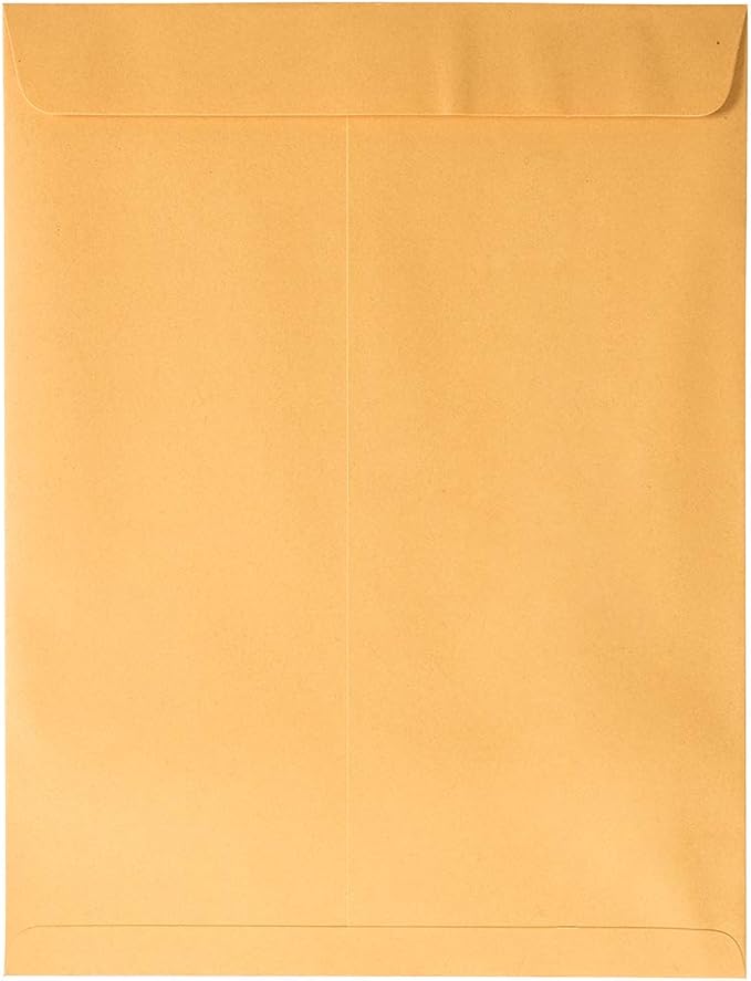JAM PAPER 10 x 13 Open End Catalog Premium Envelopes with Peel and Seal Closure - Brown Kraft Manila - 50/Pack