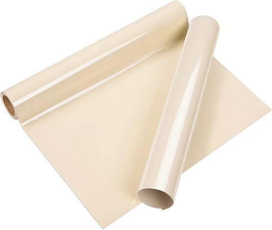 VINYL FROG Heat Transfer Vinyl Roll HTV Vinyl - 12" x5ft Cream Iron on Vinyl for T-Shirts, Heat Press Vinyl for DIY Craft Designs (Cream)