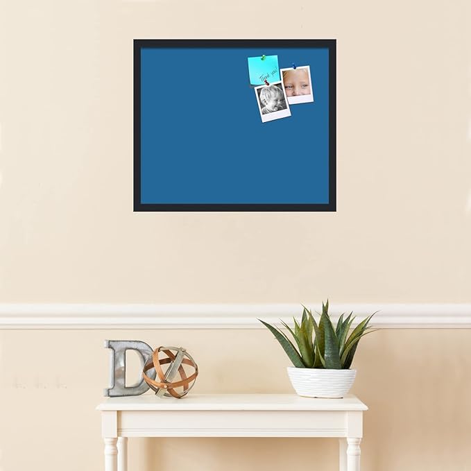 PinPix 24x20 Inch Cork Bulletin Board. This Decorative Framed Pin Board Comes with Navy Pastel Design and a Satin Black Frame. Ideal for Home Office Decor or Message Board (PinPix-1811)