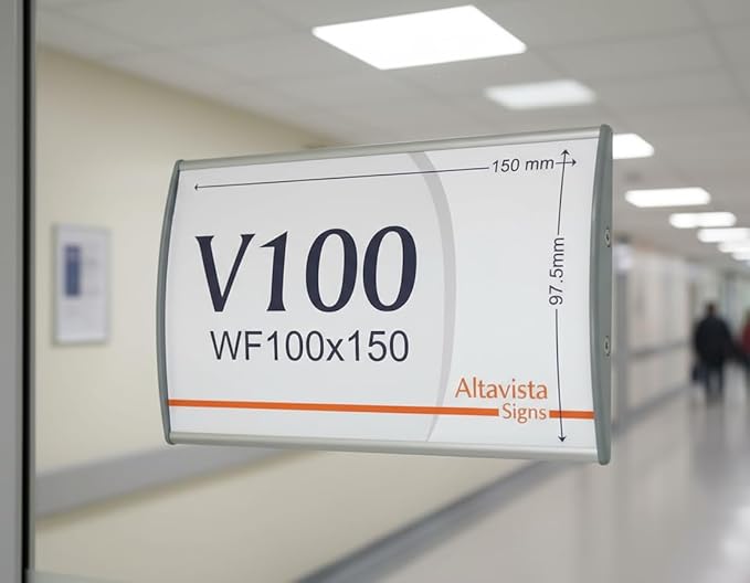 SET OF 3, SIGN HOLDER WALL / DOOR MOUNT NAME PLATE FRAME DISPLAY CURVATURE PLAQUE SILVER ALUMINUM OFFICE 4.00" W x 6.00" H