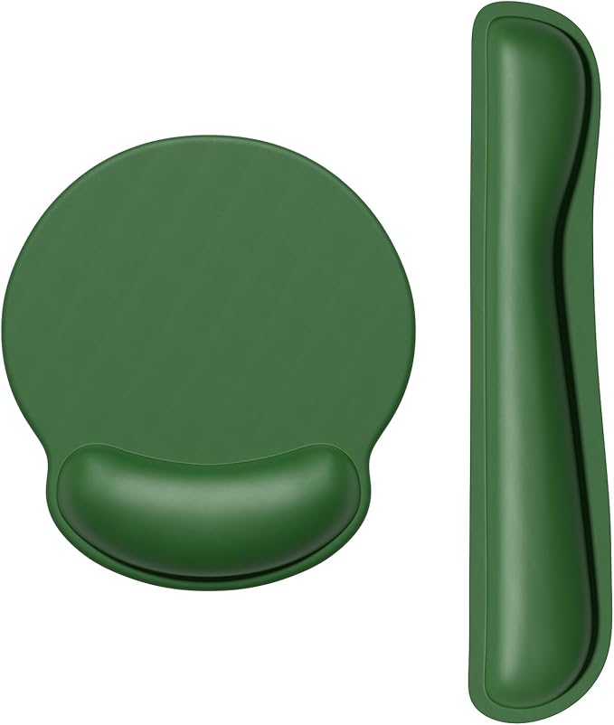 Dapesuom Keyboard Wrist Rest and Mouse Pad with Wrist Support, Cute Memory Foam Cushion for Keyboard and Mouse Set, Ergonomic Pad Rests with Non Slip Base for Easy Typing & Pain Relief, Forest Green