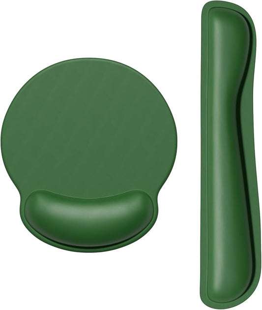 Dapesuom Keyboard Wrist Rest and Mouse Pad with Wrist Support, Cute Memory Foam Cushion for Keyboard and Mouse Set, Ergonomic Pad Rests with Non Slip Base for Easy Typing & Pain Relief, Forest Green