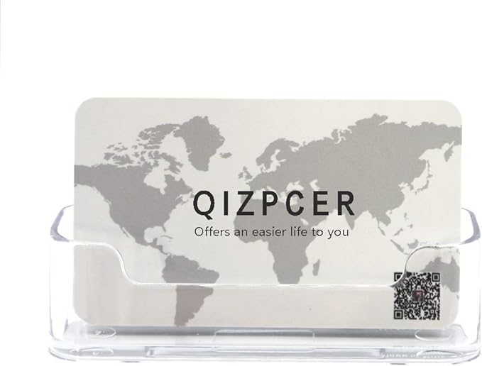 8 Pack Plastic Business Card Holder - Clear Business Card Case for Desk - Office Acrylic Business Card Stand Display