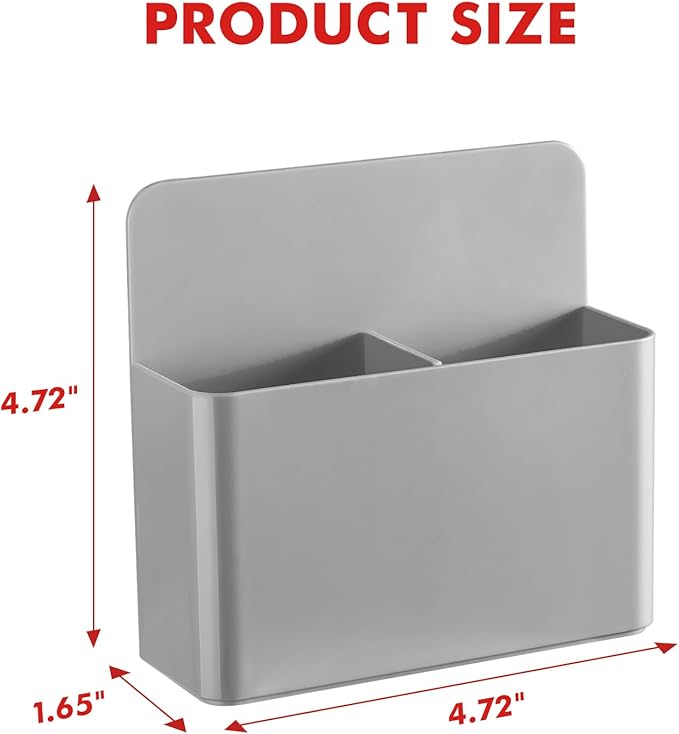 BEYGORM 2 Pack Plastic Magnetic Pen Holder for Refrigerator, Dry Erase Marker Holder for Whiteboard，Magnet School Locker Organizer Accessories, Pencil Cup, Pen Caddy, Classroom Organization(Grey)