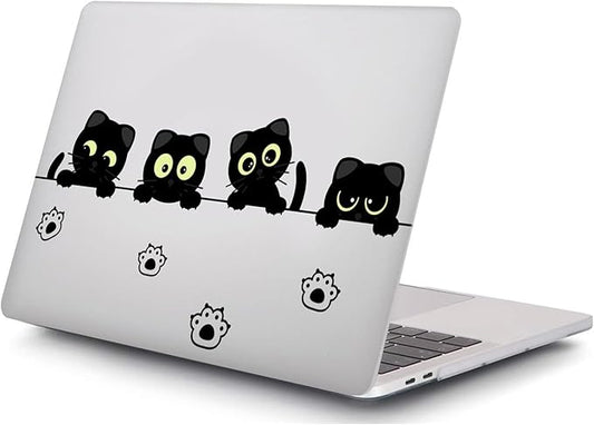 Compatible with MacBook Pro 13 Inch Case M2/M1 2025 2022-2017 A2338 A2289 A2251 A2159 A1989 A1706 A1708 Plastic Hard Shell Case&Keyboard Cover&Mac OS Keyboard Sticker (Black Cat A)