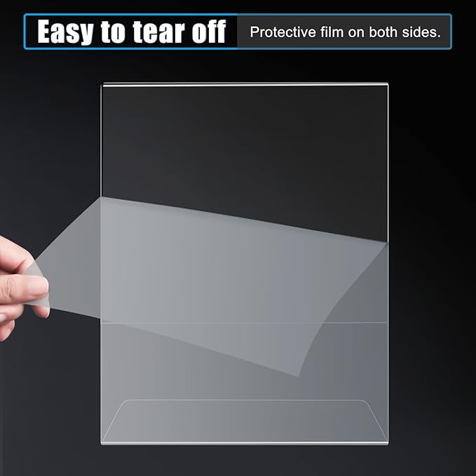 3 pack 8.5x11 Acrylic Sign Holder for Picture Frames, L Shape Clear Plastic, Plastic Sign Holder,Menu Holder, Unbreakable Table Sign Holder for Restaurant, Office, School, Store and Home Use