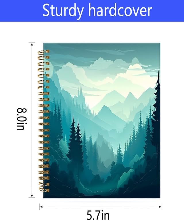 Spiral Journal Notebook,A5 Hardcover Lined Journals for Women Girl 6 x 8.3 in,120 Pages Thick Paper,Cute College Ruled Writing Notebook for Gifts Office Work School(Beautiful Landscape Mountain)