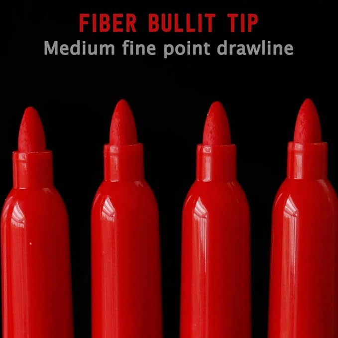 Volcanics Red Dry Erase Markers Low Odor Fine Whiteboard Markers Thin Box of 12