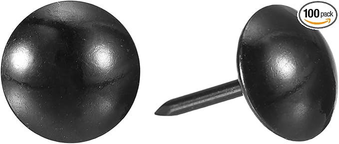 uxcell Upholstery Tacks Nail Pins Furniture, 100Pcs 11x17mm Thumb Tack Pins Assortment Kit Carbon Steel for Home Sofa DIY Decorative Nail Heads Nails, Black