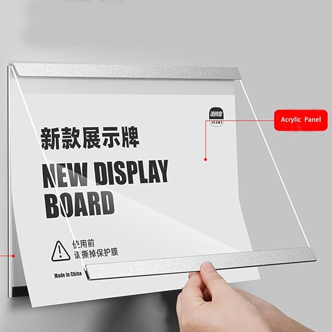 Wall Mount Acrylic Sign Holder Self Adhesive Magnetic Display Frame Clear Document Frame for Office, Store, School, Home, Wall Picture Frame (Vertical A3 297×420mm/11.69×16.54inches)