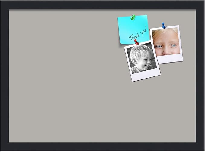 PinPix 21x15 Inch Cork Bulletin Board. This Decorative Framed Pin Board Comes with Dark Stone Design and a Satin Black Frame. Ideal for Home Office Decor or Message Board (PinPix-1808)