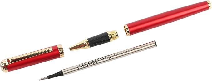 Luxury Red Rollerball Pen-Fancy Pen with Real 24K Gold Trim, Switzerland Tip Point Writing Smooth, Nice Roller Ball Pen Gift Set for Men Women, Professional Pen Business Birthday Christmas