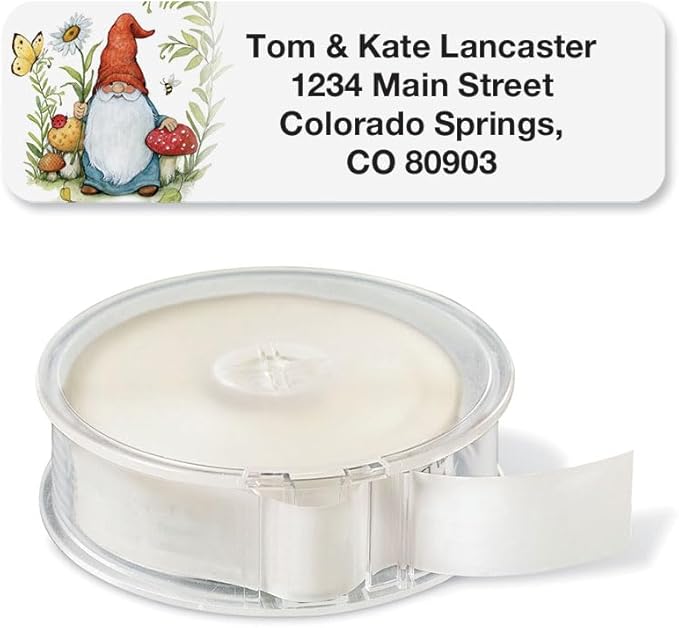 Colorful Images Forest Gnomes Rolled Personalized Return Address Mailing Labels with Dispenser, Customize with Name & Shipping Address, 500 ¾” x 2½” Self Adhesive, Easy Peel Label Roll