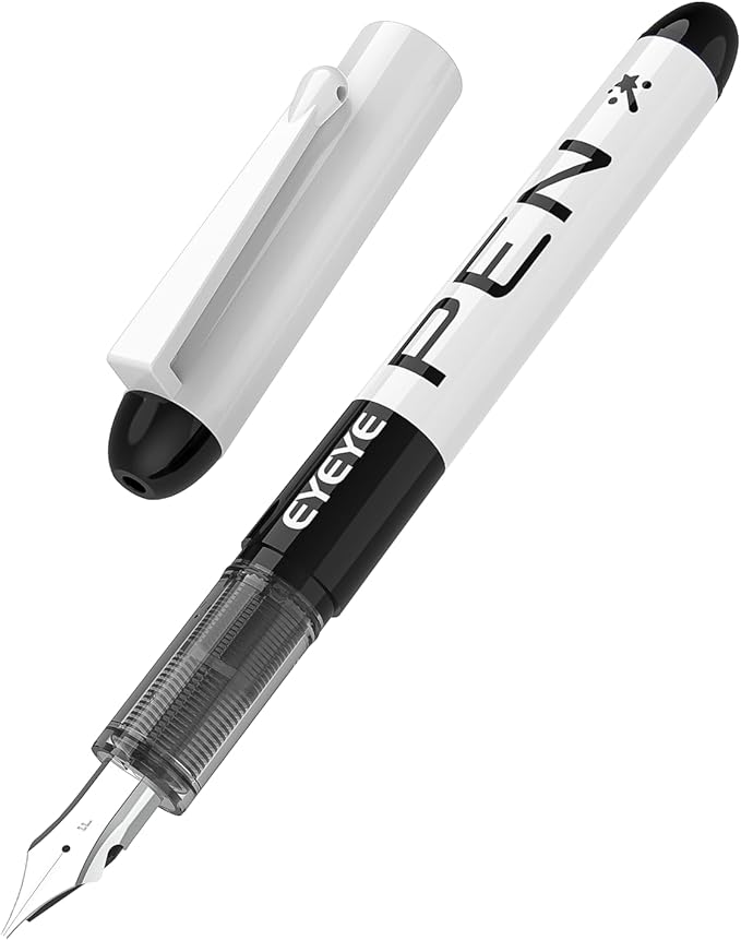 EYEYE Disposable Fountain Pens, 8 Pack 3 Colors Fine Point Pens Stainless Steel Nib, Fountain Pens Smooth Writing for Journaling, Drafting, Sketching, Doodling & Office Supplies