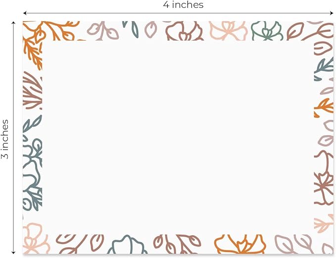 Decorative Floral Border Sticky Note Pad Set / 4" x 3" Botanical Sticky Notes / 50 Sheets Per Pad/Set of 6 Flowery Designs/Made in USA