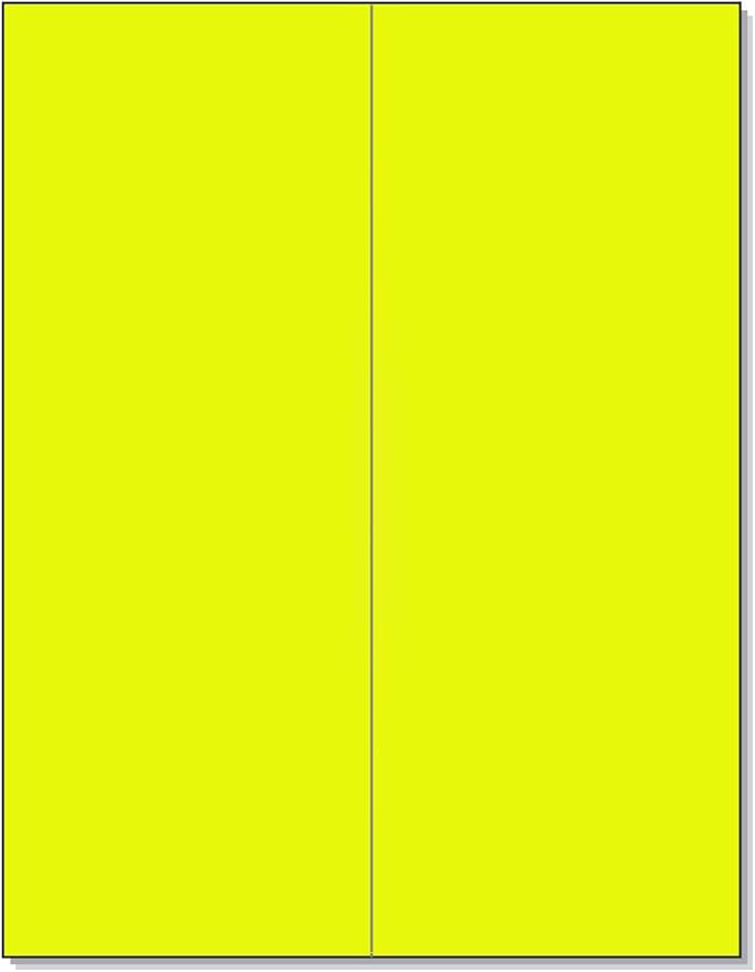 NextDayLabels - 8-1/2 x 11 Neon Color High Light Fluorescent Labels for Laser & Inkjet Printer (Yellow Fluorescent, 4-1/4" x 11" - 2 Per Page | 50 Labels)