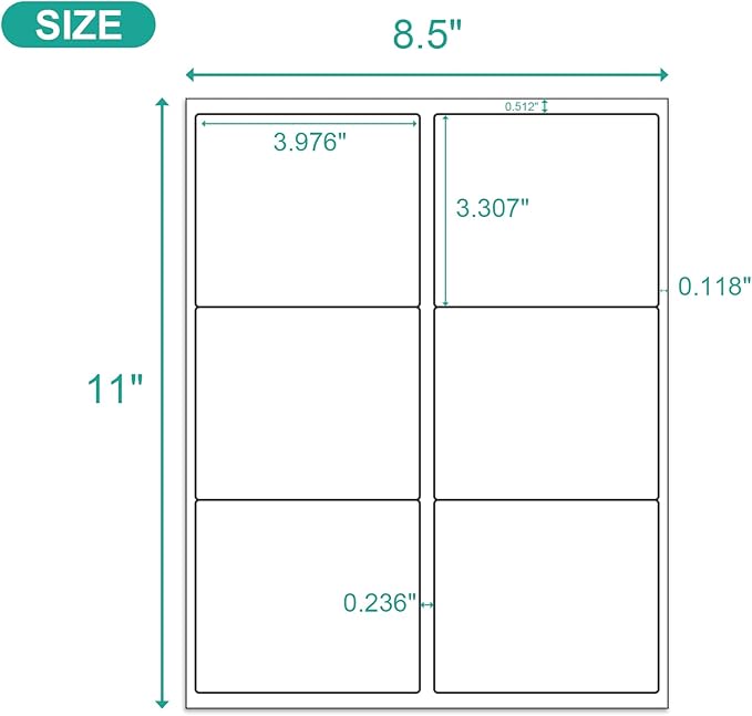 MFLABEL 3-1/3" x 4" Shipping Address Sticker, FBA Labels, 6-UP Sticker Label, White Shipping Label, Easy to Peel, Address Paper for Laser/Ink Jet Printer, 6 Per Page (1800 Labels, 300 Sheets)