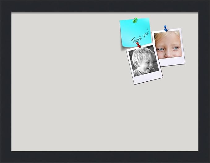 PinPix 16x12 Inch Cork Bulletin Board. This Decorative Framed Pin Board Comes with Light Stone Design and a Satin Black Frame. Ideal for Home Office Decor or Message Board (PinPix-1809)