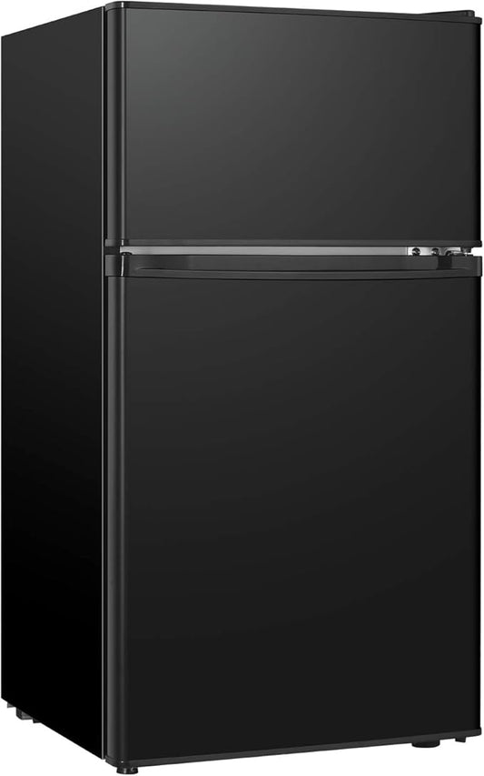 Mini Fridge With Freezer,3.2 Cu.Ft Compact Refrigerator,Mini Refrigerator With 2 Doors For Bedroom,Office,Kitchen,Apartment,Dorm(black.)