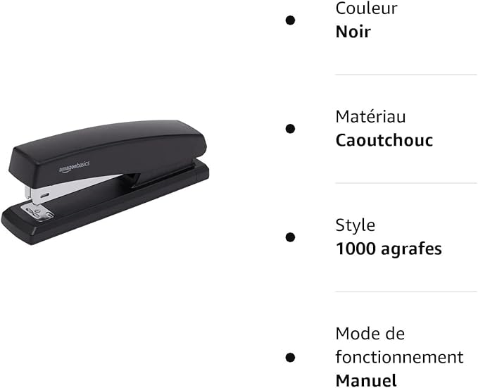 Amazon Basics Desktop Stapler with 1000 Staples, Office Stapler, Lightweight, Easy to Use, 25 Sheet Capacity, Non-Slip, Black, 3 Pack