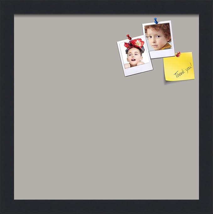 PinPix 13x13 Inch Cork Bulletin Board. This Decorative Framed Pin Board Comes with Dark Stone Design and a Satin Black Frame. Ideal for Home Office Decor or Message Board (PinPix-1808)