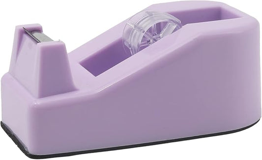 Desktop Tape Dispenser Heavy Duty Desk Accessories Floral Office Tape Dispensers, Weighted Non-Skid Base, Macaron Purple