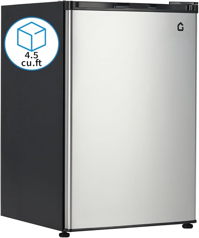 Garvee 4.5 Cu.Ft Mini Fridge with Freezer, Large Cpacity & Energy-efficient System, Low Noise 38dB with Adjustable Thermostat, Small Refrigerator for Bedroom, Office, Dorm