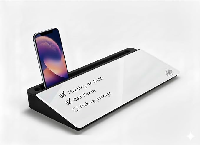 Glass Desktop Whiteboard with Storage Drawer – Premium Dry Erase Board for Desk Notes, Planning & Organization