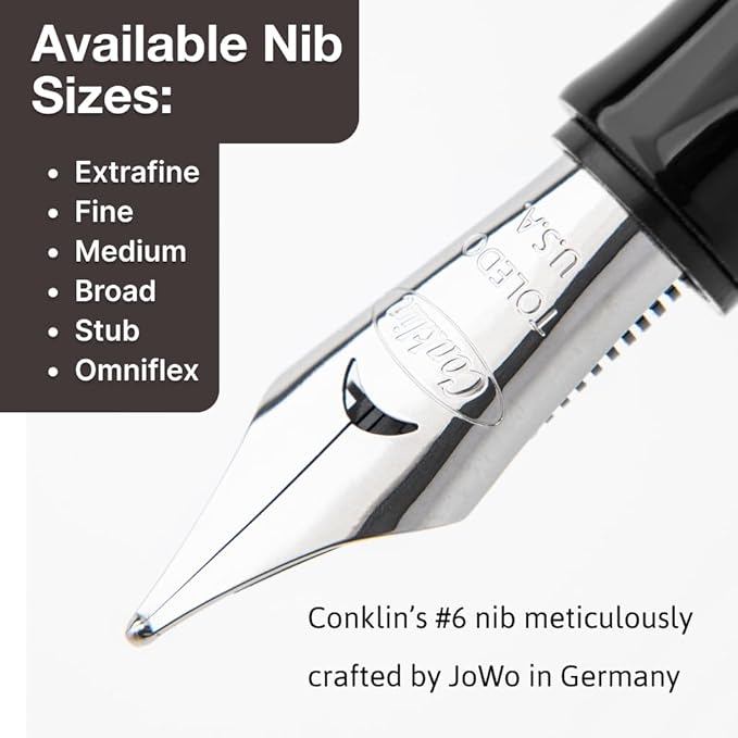 Conklin Duragraph Fountain Pen Ice Blue - Stub Nib, Premium Writing Instrument for Calligraphy & Signatures