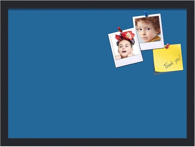 PinPix 22x16 Inch Cork Bulletin Board. This Decorative Framed Pin Board Comes with Navy Pastel Design and a Satin Black Frame. Ideal for Home Office Decor or Message Board (PinPix-1811)