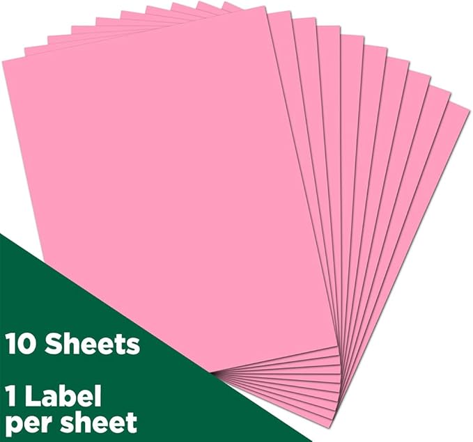 JAM PAPER Full Sheet Shipping Labels - Printable Sticker Paper - 8 1/2 x 11 - Ultra Pink - 10 Full Pages/Pack