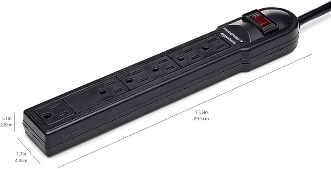 Amazon Basics Surge Protector Power Strip, 6-Outlet, 790 Joules, LED Indicator, 6ft Extension Cord, 10-Pack , Black