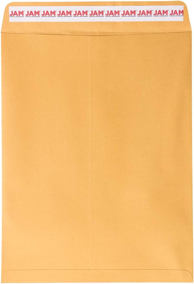 JAM PAPER 10 x 13 Open End Catalog Premium Envelopes with Peel and Seal Closure - Brown Kraft Manila - Bulk 250/Box