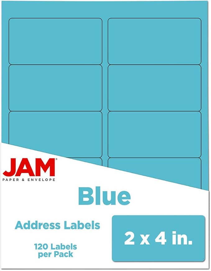 JAM PAPER Shipping Address Labels - Standard Mailing - 2 x 4 - Blue - 120/Pack