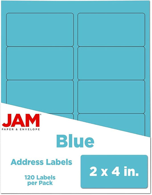 JAM PAPER Shipping Address Labels - Standard Mailing - 2 x 4 - Blue - 120/Pack