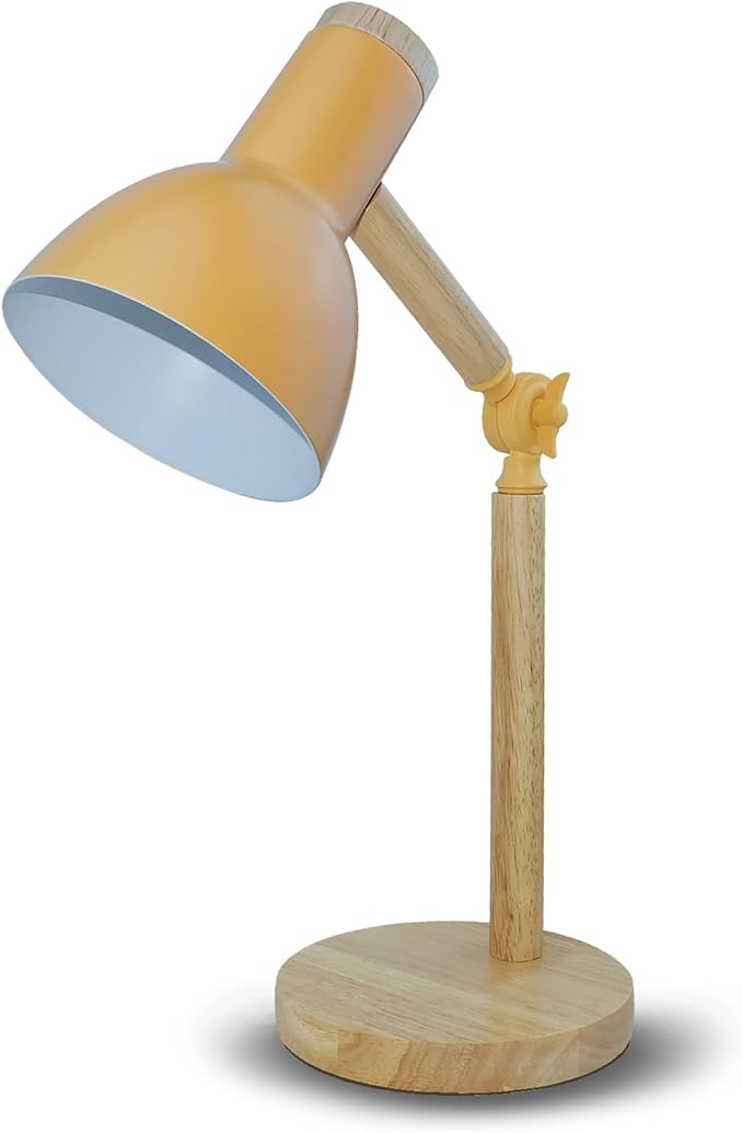 LED Desk Lamps for Home Office, 3-Color Dimmable Yellow Table Lamp for Bedroom, Wood Desk Lights for Dorm Roomb, Desktop Lighting, Tabletop