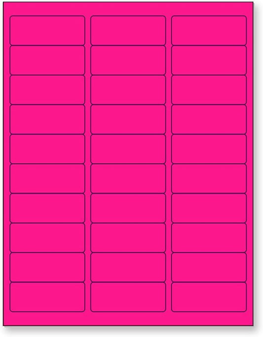 NextDayLabels - 8-1/2 x 11" Neon Color High Light Fluorescent Labels for Laser & Inkjet Printer (Pink Fluorescent, 1" x 2-5/8" - 30 Per Page | 750 Labels)