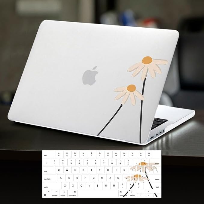 DTangLsm Compatible for MacBook Air 13 inch Case 2025 2024 2023 2022 M4 M3 M2 A3240 A3113 A2681, Smooth Plastic Hard Shell Protective Cover for MacBook Air 13.6 Laptop Case+Keyboard Cover,Daisy Flower