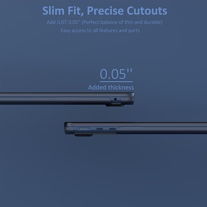 KEROM Midnight Case for MacBook Air 15 inch M4 2025 2024 2023 M3 M2 A3241 A3114 A2941, MacBook Air M4 15 inch Case, Frosted Matte Plastic Hard Shell & Keyboard Cover for Mac Air 15, Midnight Clear