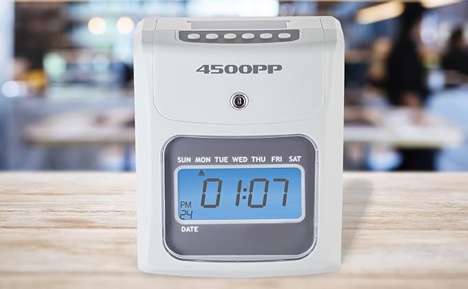 Nile Products - 4500PP Electronic Calculating Time Clock [4500PPK1], Small Business Bundle Includes: 125 Time Cards,1 Ink Ribbon, 2 Security Keys and 1 Ten Pocket Card Rack
