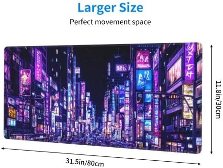 City Mouse Pad 31.5 X 11.8 Inch Big Desk Rubber Base Stitched Edges Keyboard Pad XXL Mouse Mat for Home Game and Office