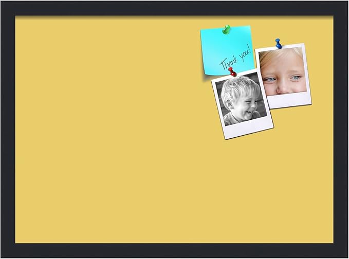 PinPix 21x15 Inch Cork Bulletin Board. This Decorative Framed Pin Board Comes with Honey Pastel Design and a Satin Black Frame. Ideal for Home Office Decor or Message Board (PinPix-1810)