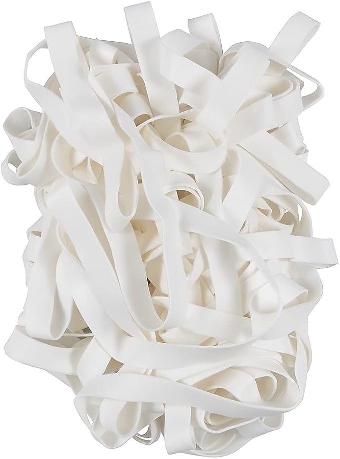 JAM PAPER Durable Rubber Bands - Size 107 - White Multi-Purpose Rubberbands - 50/Pack